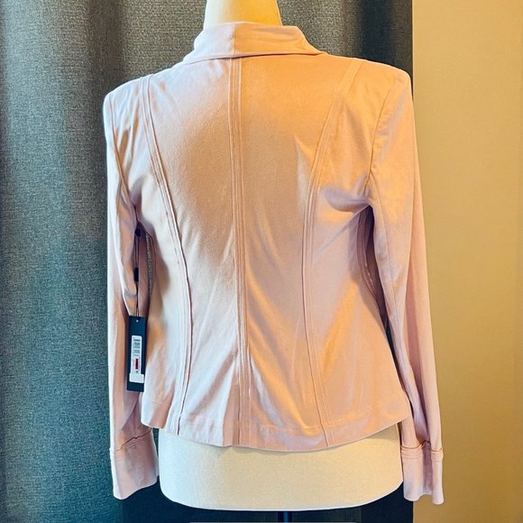 Donna Karan Draped Open-Front Faux Suede Jacket in Blush (XS) New With Tags - Picture 8 of 13